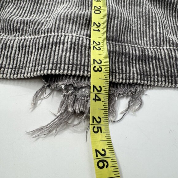 POL Distressed Corduroy Jacket Womens Large Gray Raw Frayed Oversized Crop Indie - Picture 10 of 15